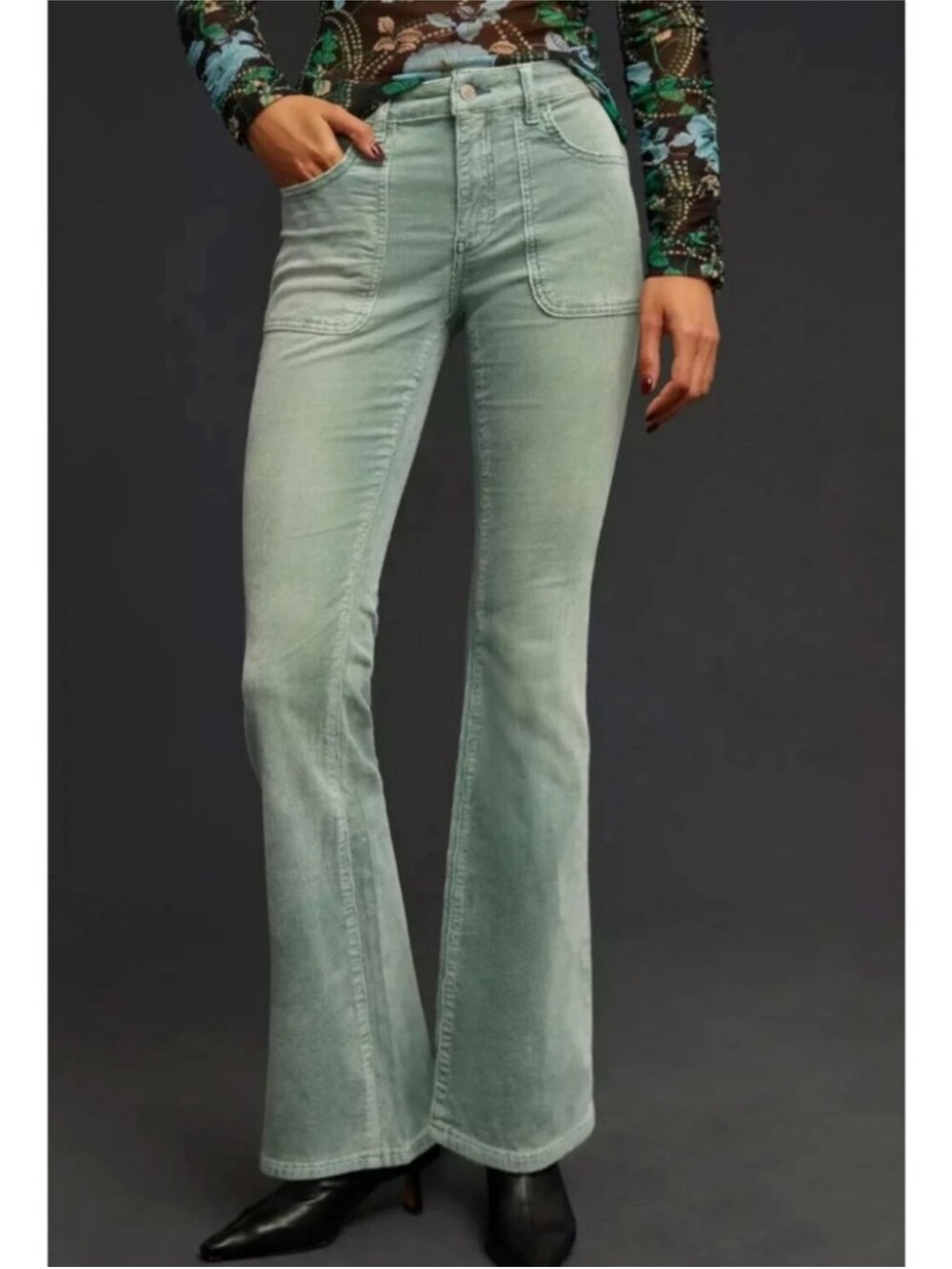 Pilcro by Anthropologie The Icon Corduroy Flare Jeans in Light Blue Size 24
